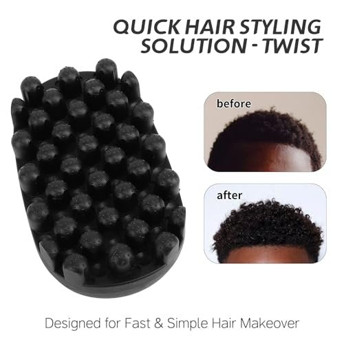 Rubber Curling Hair Brush: Twist King Sponge for Afro Hair - Washable Curl Sponge Styling Tool for Men, Women, Boys, Girls - Durable Curling Comb for Long & Short Hair (Small Tooth, Black) Avelisse