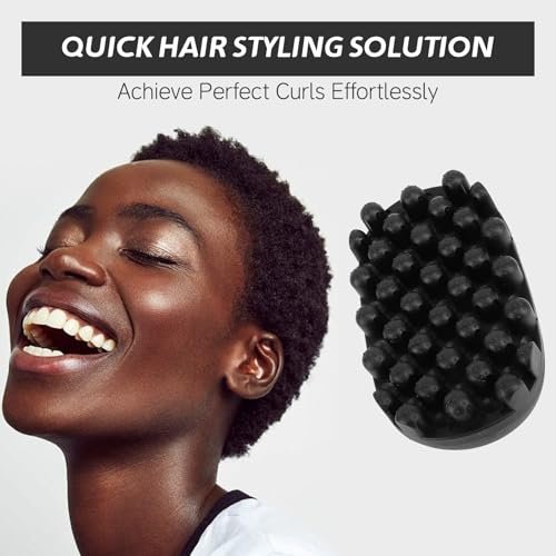 Rubber Curling Hair Brush: Twist King Sponge for Afro Hair - Washable Curl Sponge Styling Tool for Men, Women, Boys, Girls - Durable Curling Comb for Long & Short Hair (Small Tooth, Black) Avelisse