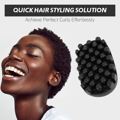 Rubber Curling Hair Brush: Twist King Sponge for Afro Hair - Washable Curl Sponge Styling Tool for Men, Women, Boys, Girls - Durable Curling Comb for Long & Short Hair (Small Tooth, Black) Avelisse