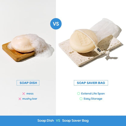 MARS MADE PLA Mesh Soap Saver - Plant-Based Exfoliating Net Bag for Shampoo, Conditioner & Body Bars - Travel-Friendly Foaming Shower Soap Scrubber Pouch with Breathable Mesh & Hanging Loop
