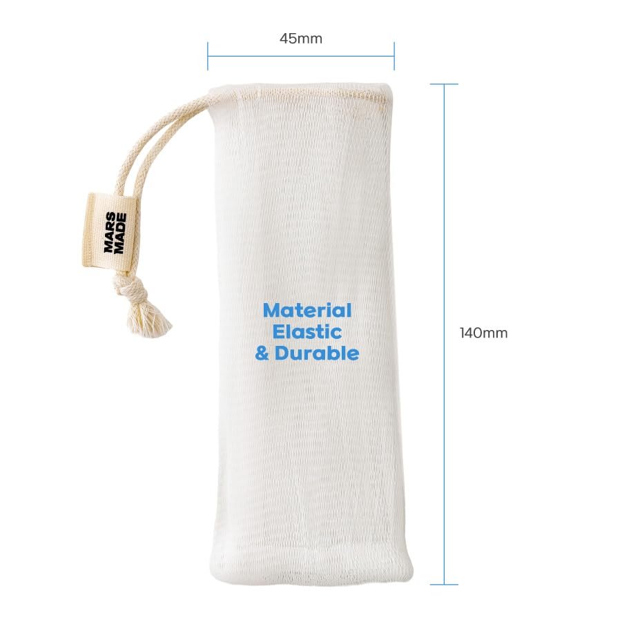 MARS MADE PLA Mesh Soap Saver - Plant-Based Exfoliating Net Bag for Shampoo, Conditioner & Body Bars - Travel-Friendly Foaming Shower Soap Scrubber Pouch with Breathable Mesh & Hanging Loop - görsel 4