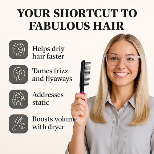 2-Pack Hair Straightening Comb Set - Flat Iron Comb for Beautiful Tresses, Straightener Comb with Firm Grip, Ideal for Knotty, Styling, for Straight Hair (Pink & Rose Red) - görsel 7