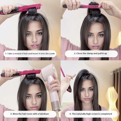 2-Pack Hair Straightening Comb Set - Flat Iron Comb for Beautiful Tresses, Straightener Comb with Firm Grip, Ideal for Knotty, Styling, for Straight Hair (Pink & Rose Red) - görsel 11