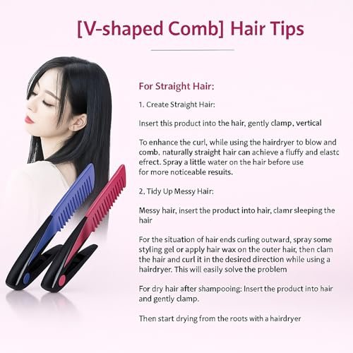2-Pack Hair Straightening Comb Set - Flat Iron Comb for Beautiful Tresses, Straightener Comb with Firm Grip, Ideal for Knotty, Styling, for Straight Hair (Pink & Rose Red) - görsel 9