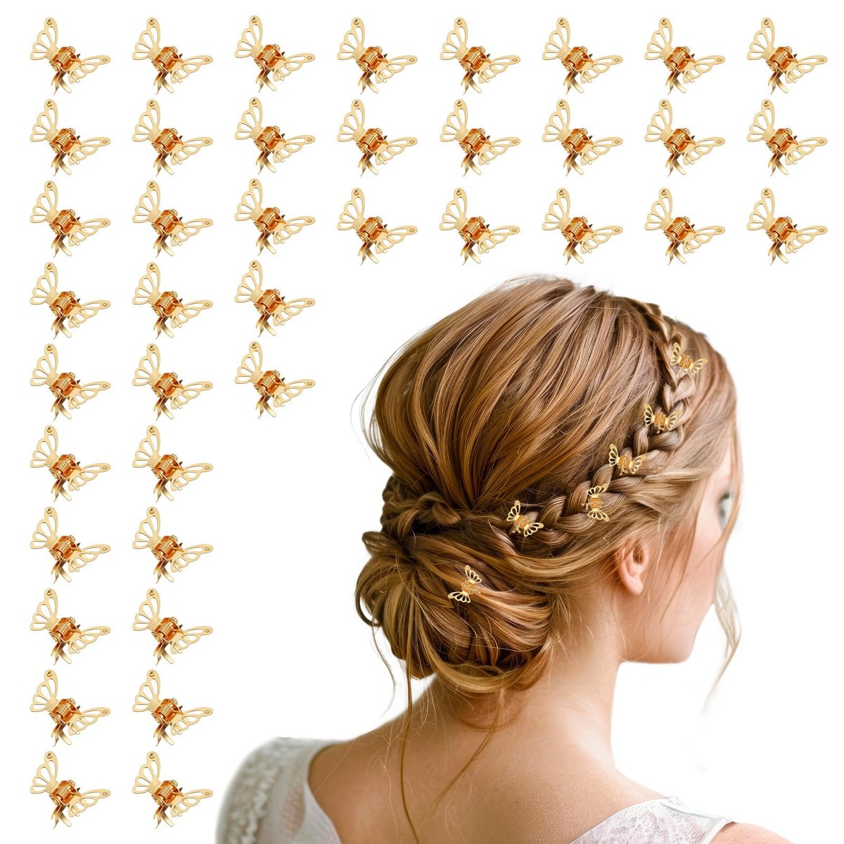 40Pcs Gold Butterfly Hair Clips for Women – Hollow Butterfly Metal Claw Clips, Strong Hold Jaw Clip for Fashion Styling - görsel 1