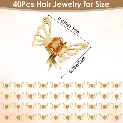 40Pcs Gold Butterfly Hair Clips for Women – Hollow Butterfly Metal Claw Clips, Strong Hold Jaw Clip for Fashion Styling