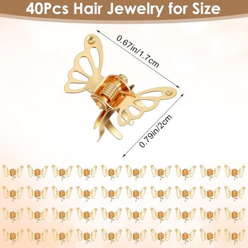 40Pcs Gold Butterfly Hair Clips for Women – Hollow Butterfly Metal Claw Clips, Strong Hold Jaw Clip for Fashion Styling - görsel 4