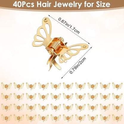 40Pcs Gold Butterfly Hair Clips for Women – Hollow Butterfly Metal Claw Clips, Strong Hold Jaw Clip for Fashion Styling