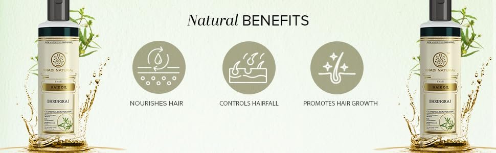 Natural Bhringraj Hair Oil, 210ml - KHADI - görsel 8