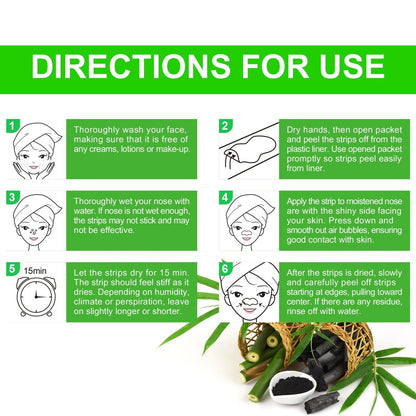 JWBVCTCR Pore Strips - Natural Charcoal Deep Cleansing Nose Strips for Blackhead Removal, 80 Count