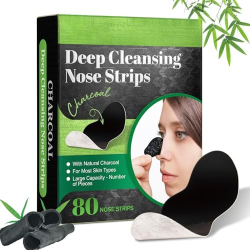 JWBVCTCR Pore Strips - Natural Charcoal Deep Cleansing Nose Strips for Blackhead Removal, 80 Count - görsel 2