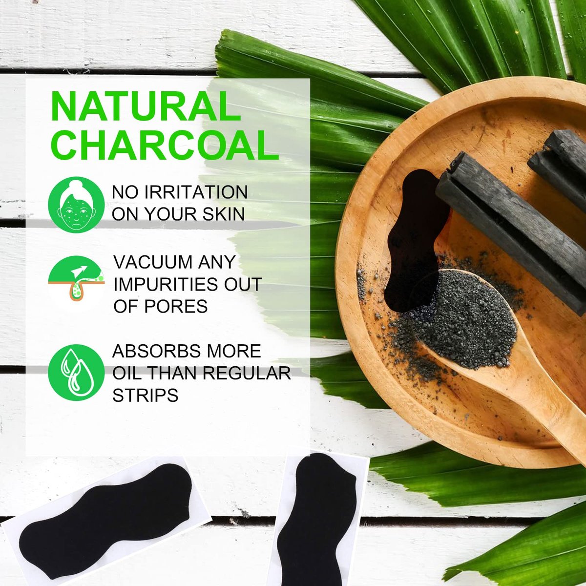 JWBVCTCR Pore Strips - Natural Charcoal Deep Cleansing Nose Strips for Blackhead Removal, 80 Count - görsel 11