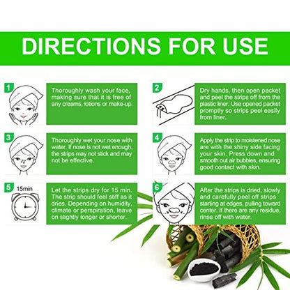 JWBVCTCR Pore Strips - Natural Charcoal Deep Cleansing Nose Strips for Blackhead Removal, 80 Count