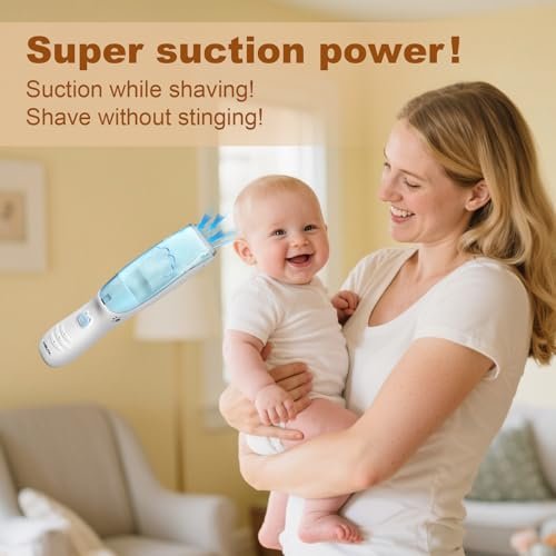 Rabbitcozy Vacuum Baby Hair Clippers – Silent Cordless Baby Hair Trimmer with Auto Suction for Fine & Curly Hair, Waterproof Baby Hair Cutting Kit, Blue Avelisse
