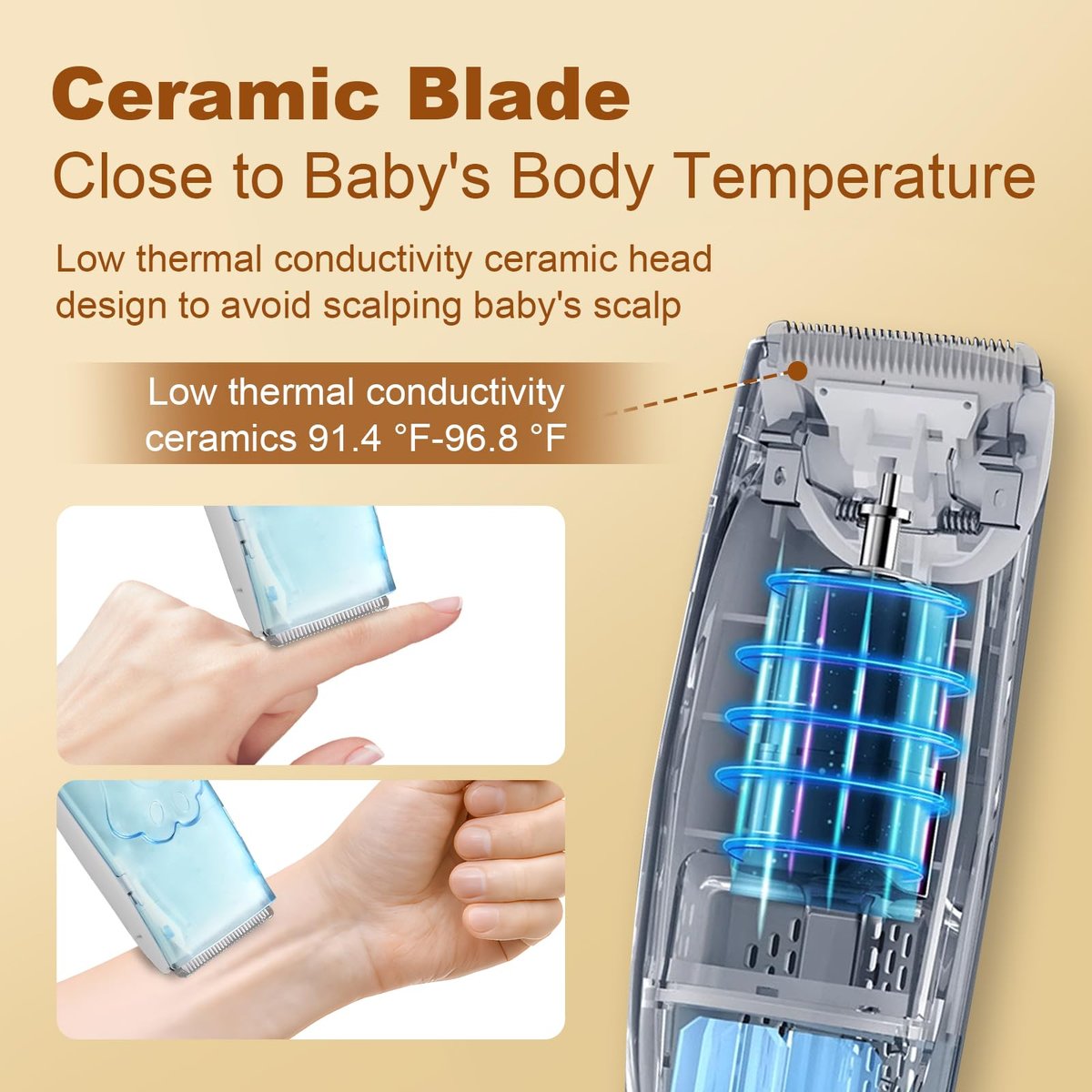 Rabbitcozy Vacuum Baby Hair Clippers – Silent Cordless Baby Hair Trimmer with Auto Suction for Fine & Curly Hair, Waterproof Baby Hair Cutting Kit, Blue Avelisse