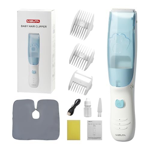 Rabbitcozy Vacuum Baby Hair Clippers – Silent Cordless Baby Hair Trimmer with Auto Suction for Fine & Curly Hair, Waterproof Baby Hair Cutting Kit, Blue Avelisse