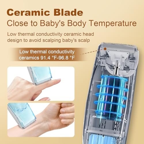 Rabbitcozy Vacuum Baby Hair Clippers – Silent Cordless Baby Hair Trimmer with Auto Suction for Fine & Curly Hair, Waterproof Baby Hair Cutting Kit, Blue Avelisse