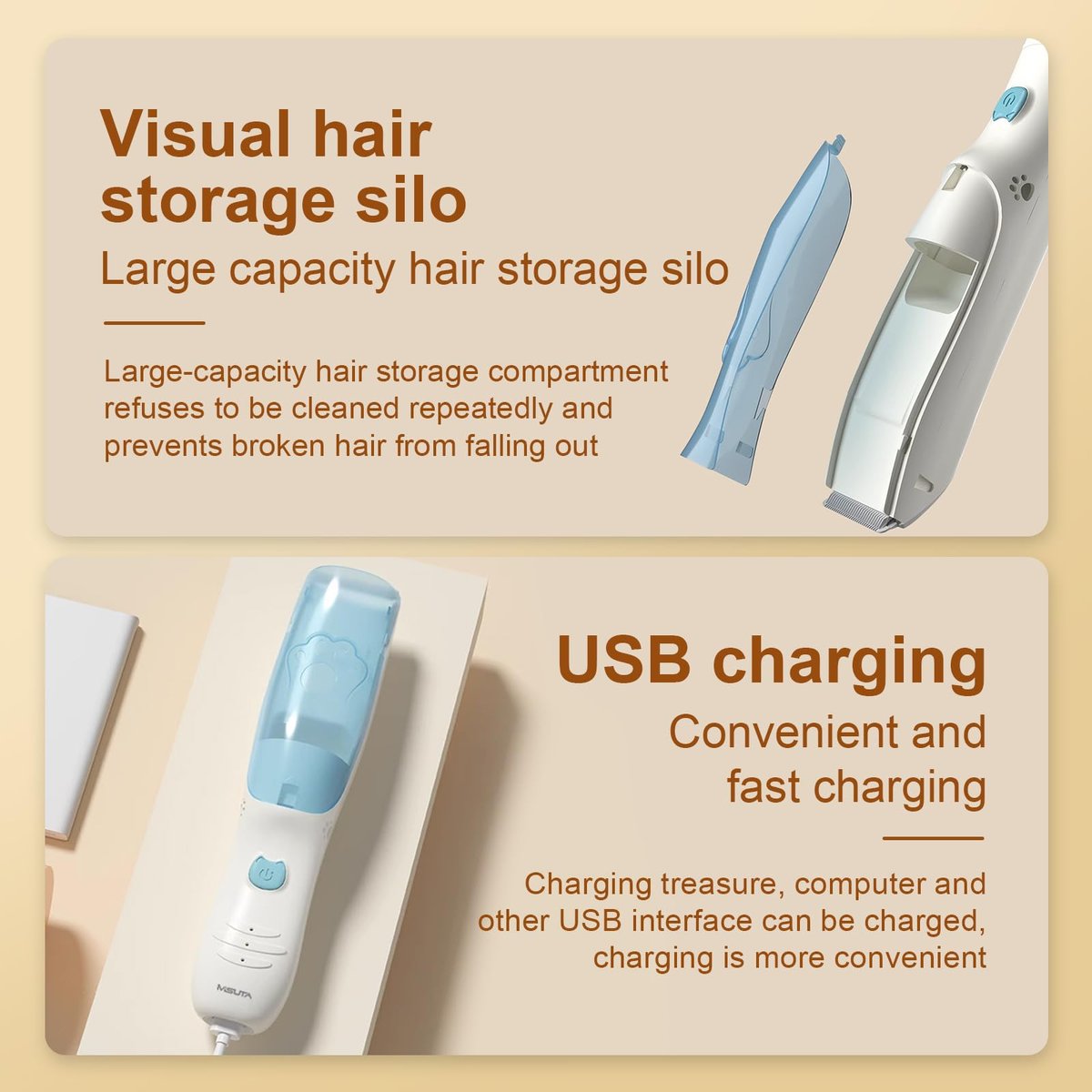 Rabbitcozy Vacuum Baby Hair Clippers – Silent Cordless Baby Hair Trimmer with Auto Suction for Fine & Curly Hair, Waterproof Baby Hair Cutting Kit, Blue Avelisse