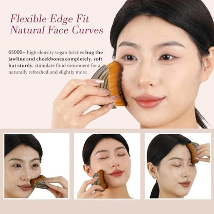 Hoyecl No Oil Lymphatic Face Sculpting Brush – Soft Facial Brush for Lymphatic Drainage, Reduce Morning Puffiness, Sculpt Contour & Glow Skin Naturally for Sensitive/Thin Skin Avelisse