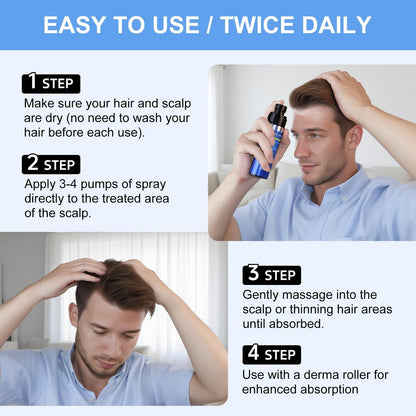 5% Minoxidil Spray for Men and Women - Extra Strength Hair & Beard Growth Treatment with Biotin, 7-Pack (11-Month Supply) Avelisse