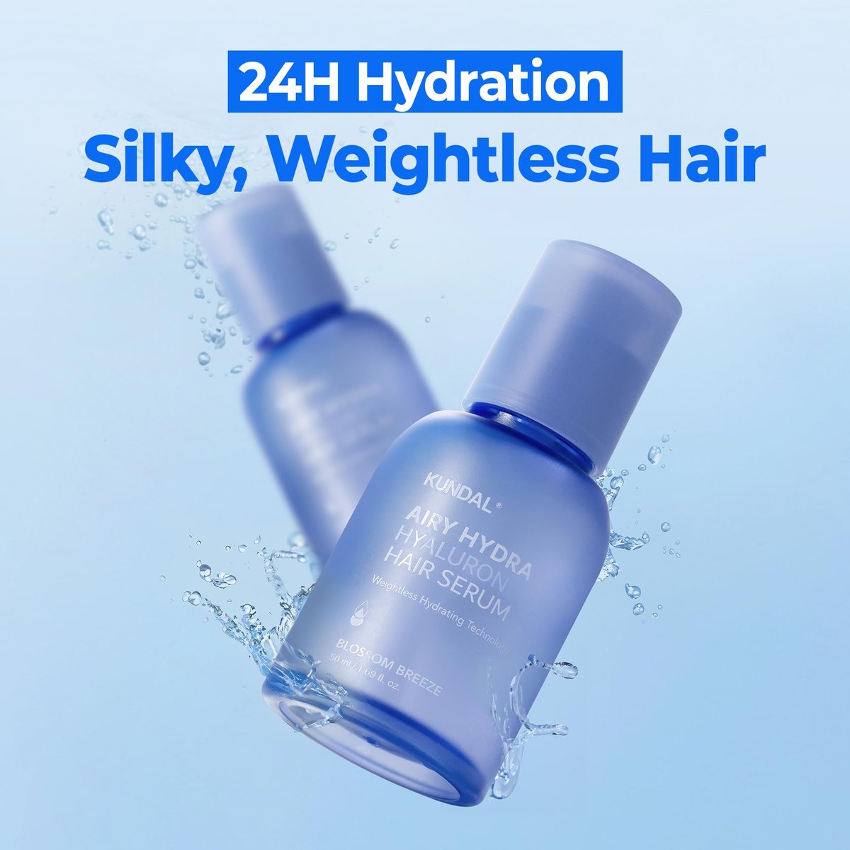 KUNDAL Hyaluronic Acid Lightweight Hair Serum for Thin & Fine Hair – Frizz Control, Volume & Moisture Boost – Blossom Breeze, 1.69 fl oz Avelisse