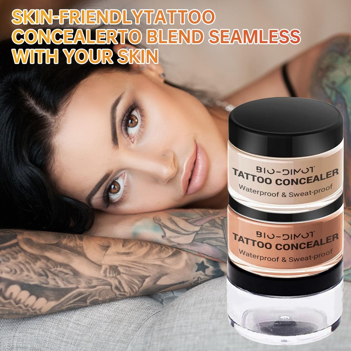 BIO-Dimot Tattoo Cover Up Makeup - Waterproof Full Coverage Body Foundation, Long-Lasting Concealer for Tattoos, Scars & Birthmarks, Natural Skin Tone Match (0.68 oz) Avelisse