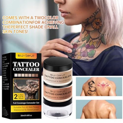 BIO-Dimot Tattoo Cover Up Makeup - Waterproof Full Coverage Body Foundation, Long-Lasting Concealer for Tattoos, Scars & Birthmarks, Natural Skin Tone Match (0.68 oz) Avelisse