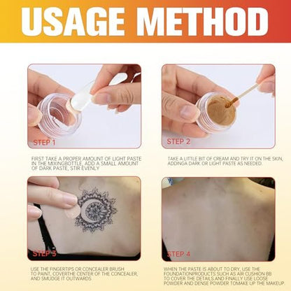 BIO-Dimot Tattoo Cover Up Makeup - Waterproof Full Coverage Body Foundation, Long-Lasting Concealer for Tattoos, Scars & Birthmarks, Natural Skin Tone Match (0.68 oz) Avelisse