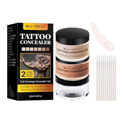 BIO-Dimot Tattoo Cover Up Makeup - Waterproof Full Coverage Body Foundation, Long-Lasting Concealer for Tattoos, Scars & Birthmarks, Natural Skin Tone Match (0.68 oz) Avelisse
