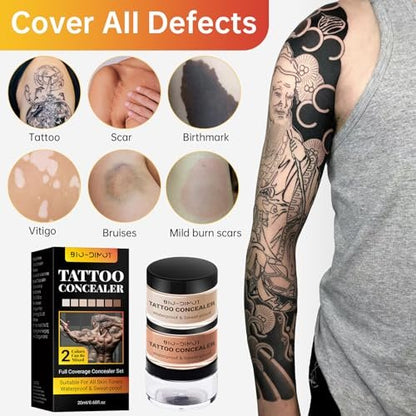 BIO-Dimot Tattoo Cover Up Makeup - Waterproof Full Coverage Body Foundation, Long-Lasting Concealer for Tattoos, Scars & Birthmarks, Natural Skin Tone Match (0.68 oz) Avelisse