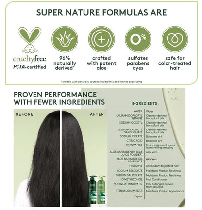 Super Nature Shampoo and Conditioner Set – Sulfate Free, Paraben Free Hydrating Hair Care Duo with Aloe for Dry, Damaged, Curly, or Color Treated Hair (2 Pack, 16 fl oz Each) Avelisse