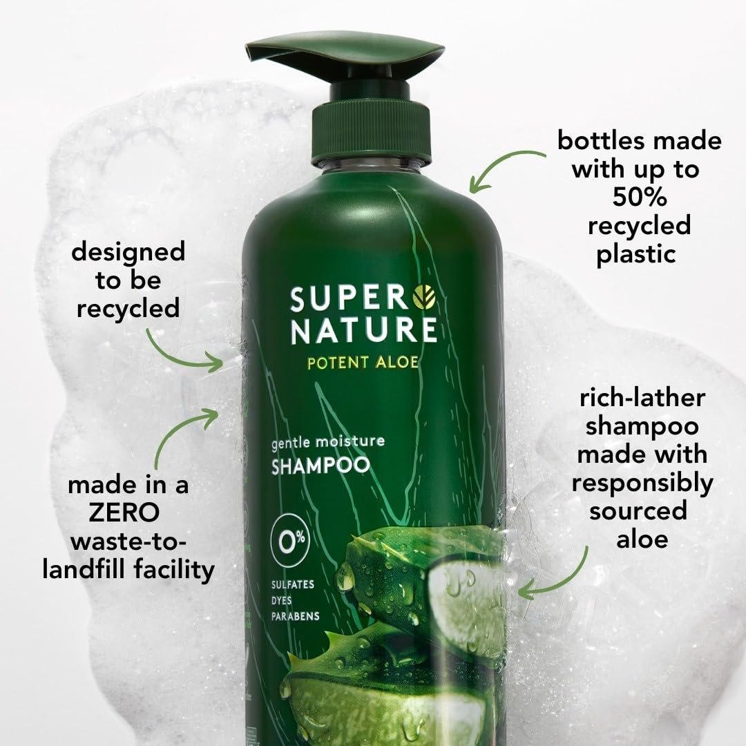 Super Nature Shampoo and Conditioner Set – Sulfate Free, Paraben Free Hydrating Hair Care Duo with Aloe for Dry, Damaged, Curly, or Color Treated Hair (2 Pack, 16 fl oz Each) Avelisse