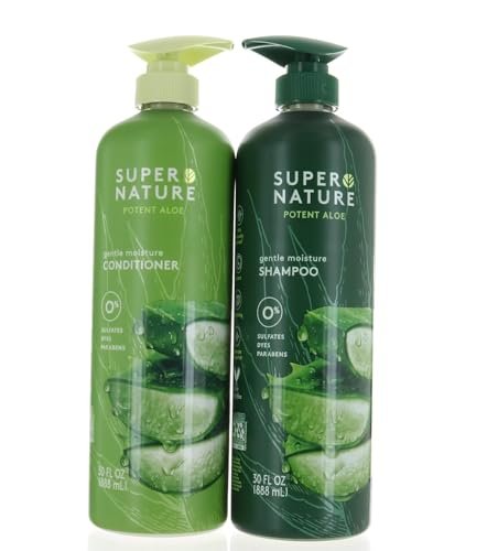 Super Nature Shampoo and Conditioner Set – Sulfate Free, Paraben Free Hydrating Hair Care Duo with Aloe for Dry, Damaged, Curly, or Color Treated Hair (2 Pack, 16 fl oz Each) Avelisse