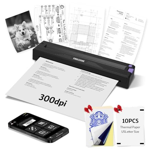 XWKOXWK Tattoo Stencil Printer with Transfer Paper & Thermal Paper – Portable Bluetooth Wireless Inkless Printer for Beginners & Artists (Grey, 8.5x11) - görsel 2