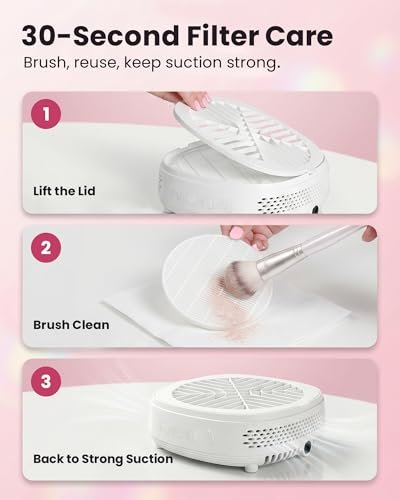 Voltrish Nail Dust Collector - Professional Vacuum Fan for Nail Tech, Quiet & Compact Dust Extractor for Nail Drill, Portable Accessory for DIY Artists (White) - görsel 12