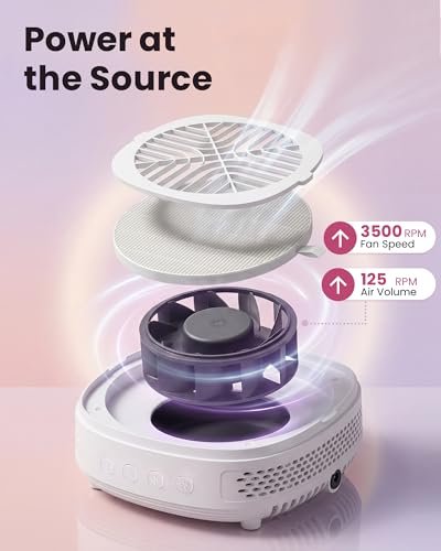 Voltrish Nail Dust Collector - Professional Vacuum Fan for Nail Tech, Quiet & Compact Dust Extractor for Nail Drill, Portable Accessory for DIY Artists (White) - görsel 6