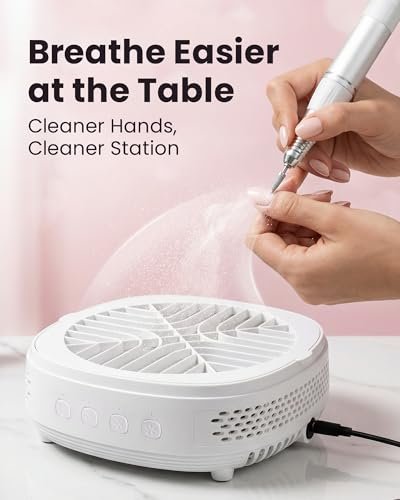 Voltrish Nail Dust Collector - Professional Vacuum Fan for Nail Tech, Quiet & Compact Dust Extractor for Nail Drill, Portable Accessory for DIY Artists (White) - görsel 4