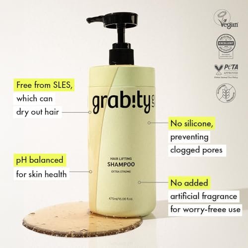 grabityg0.0 Hair Lifting Shampoo Extra Strong – Strengthening and Thickening Shampoo for Thinning Hair with Biotin and Salicylic Acid, Vegan and Sulfate-Free, 16.06 fl.oz. Avelisse