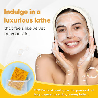 Treeroot Turmeric Soap 5 Pack - Kojic Acid Turmeric Soap Bar with Retinol, Collagen, Vitamin C & Shea Butter for Face & Body, SLS Free, 80g Each