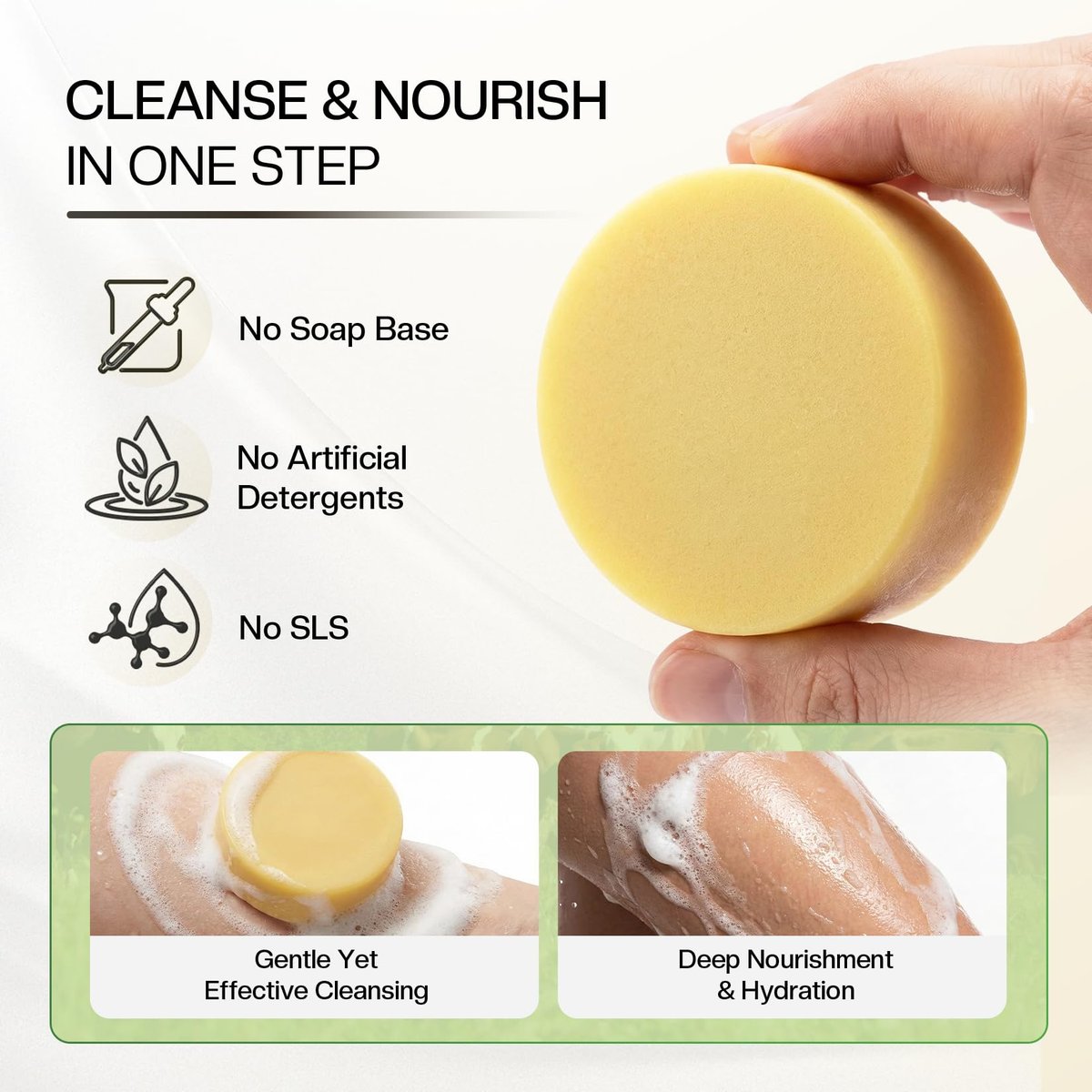 LHOPEBK Nature Tallow Soap for Moisturizing: Daily Face & Body Cleansing for Sensitive & Dry Skin — Made with Organic Grass-Fed Beef Tallow to Reduce Tightness After One Wash — 4.2 oz Bar - görsel 5