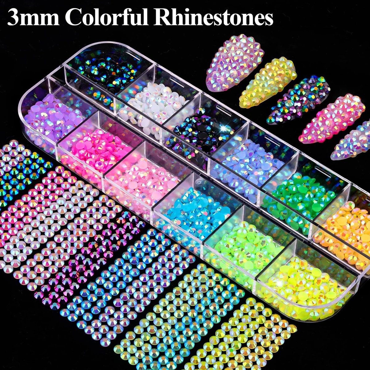 8 Boxes Nail Charms and Gems for Manicure – Flat Pearls, Nail Flowers, Rhinestones, and Charms for Nail Art – Colorful Pearl Nail Charm Set with Bows, Multi Shapes Flatback Nail Design Kit - görsel 9