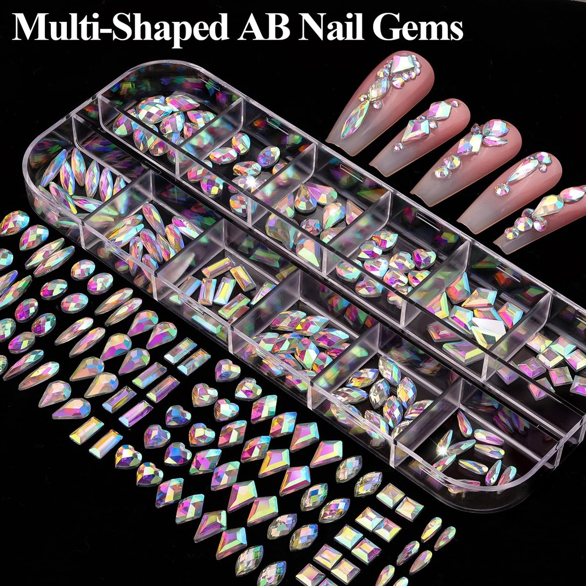 8 Boxes Nail Charms and Gems for Manicure – Flat Pearls, Nail Flowers, Rhinestones, and Charms for Nail Art – Colorful Pearl Nail Charm Set with Bows, Multi Shapes Flatback Nail Design Kit - görsel 11