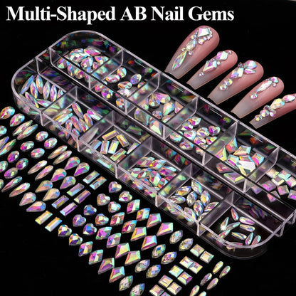 8 Boxes Nail Charms and Gems for Manicure – Flat Pearls, Nail Flowers, Rhinestones, and Charms for Nail Art – Colorful Pearl Nail Charm Set with Bows, Multi Shapes Flatback Nail Design Kit