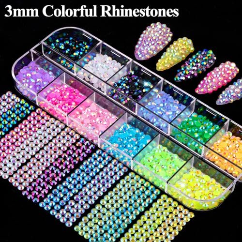 8 Boxes Nail Charms and Gems for Manicure – Flat Pearls, Nail Flowers, Rhinestones, and Charms for Nail Art – Colorful Pearl Nail Charm Set with Bows, Multi Shapes Flatback Nail Design Kit - görsel 10
