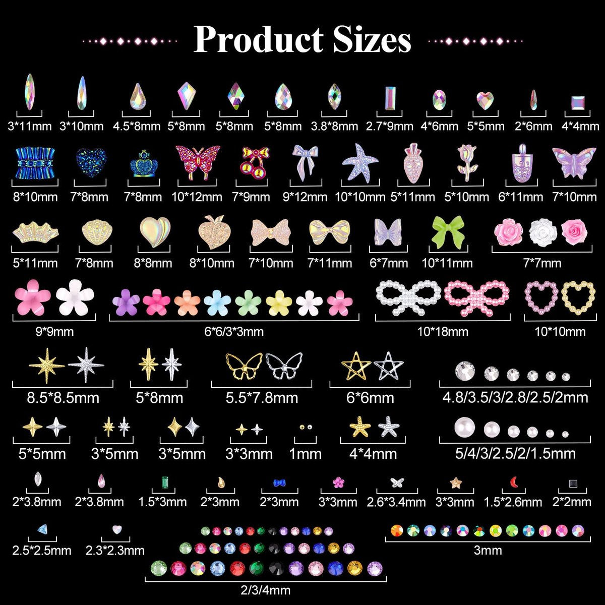 8 Boxes Nail Charms and Gems for Manicure – Flat Pearls, Nail Flowers, Rhinestones, and Charms for Nail Art – Colorful Pearl Nail Charm Set with Bows, Multi Shapes Flatback Nail Design Kit - görsel 15
