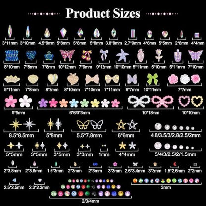 8 Boxes Nail Charms and Gems for Manicure – Flat Pearls, Nail Flowers, Rhinestones, and Charms for Nail Art – Colorful Pearl Nail Charm Set with Bows, Multi Shapes Flatback Nail Design Kit