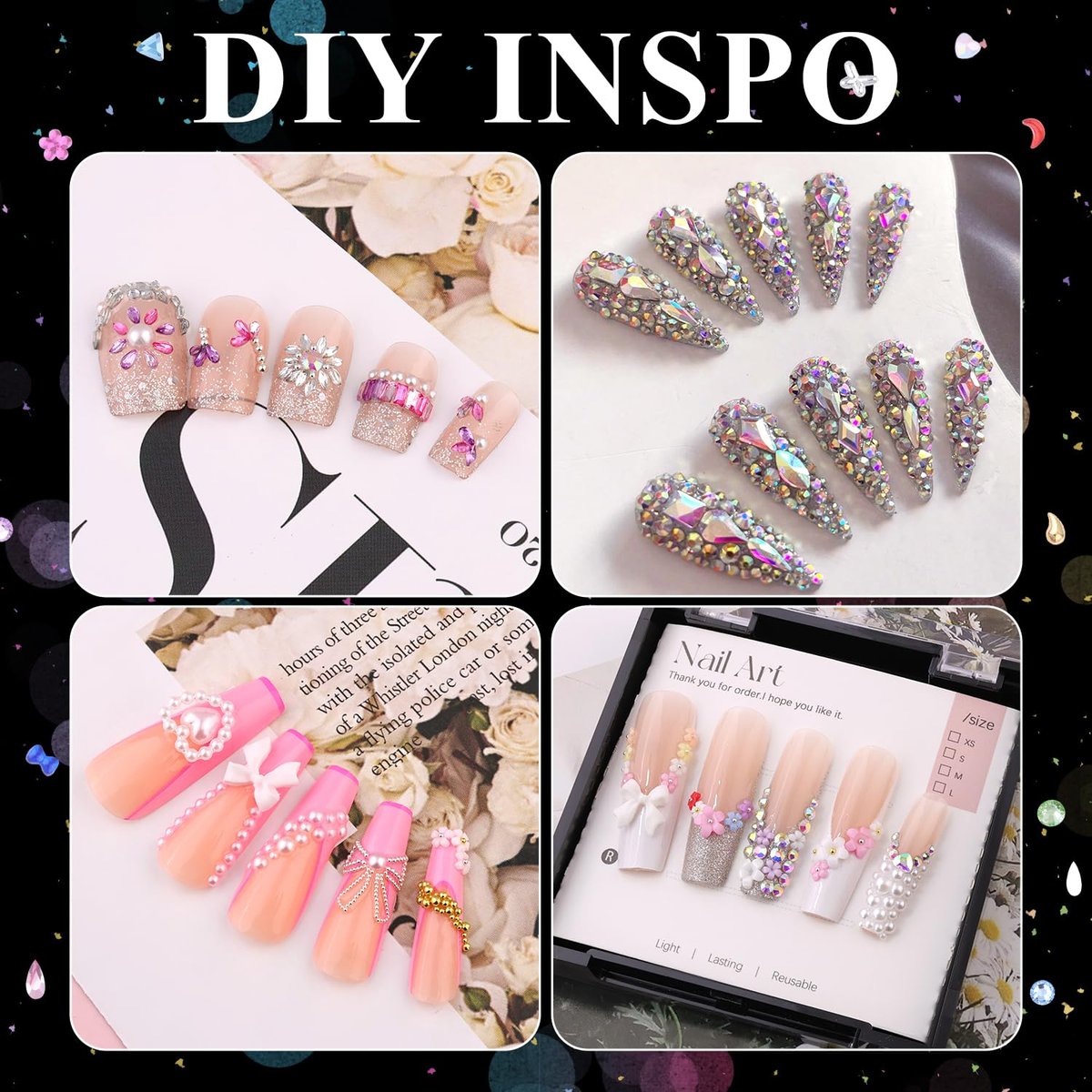 8 Boxes Nail Charms and Gems for Manicure – Flat Pearls, Nail Flowers, Rhinestones, and Charms for Nail Art – Colorful Pearl Nail Charm Set with Bows, Multi Shapes Flatback Nail Design Kit - görsel 17
