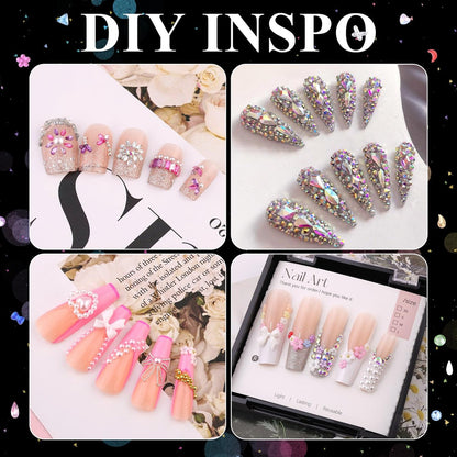 8 Boxes Nail Charms and Gems for Manicure – Flat Pearls, Nail Flowers, Rhinestones, and Charms for Nail Art – Colorful Pearl Nail Charm Set with Bows, Multi Shapes Flatback Nail Design Kit