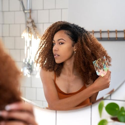 Clofiak 2pcs Hair Pick Comb Long Wide Tooth Comb for Curls 4.7in Smooth Detangling Lifting Curly Hair Picks Afro Smooth Styling Tools for Women Men Barber Supplies (Colorful)