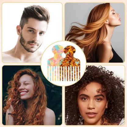Clofiak 2pcs Hair Pick Comb Long Wide Tooth Comb for Curls 4.7in Smooth Detangling Lifting Curly Hair Picks Afro Smooth Styling Tools for Women Men Barber Supplies (Colorful)